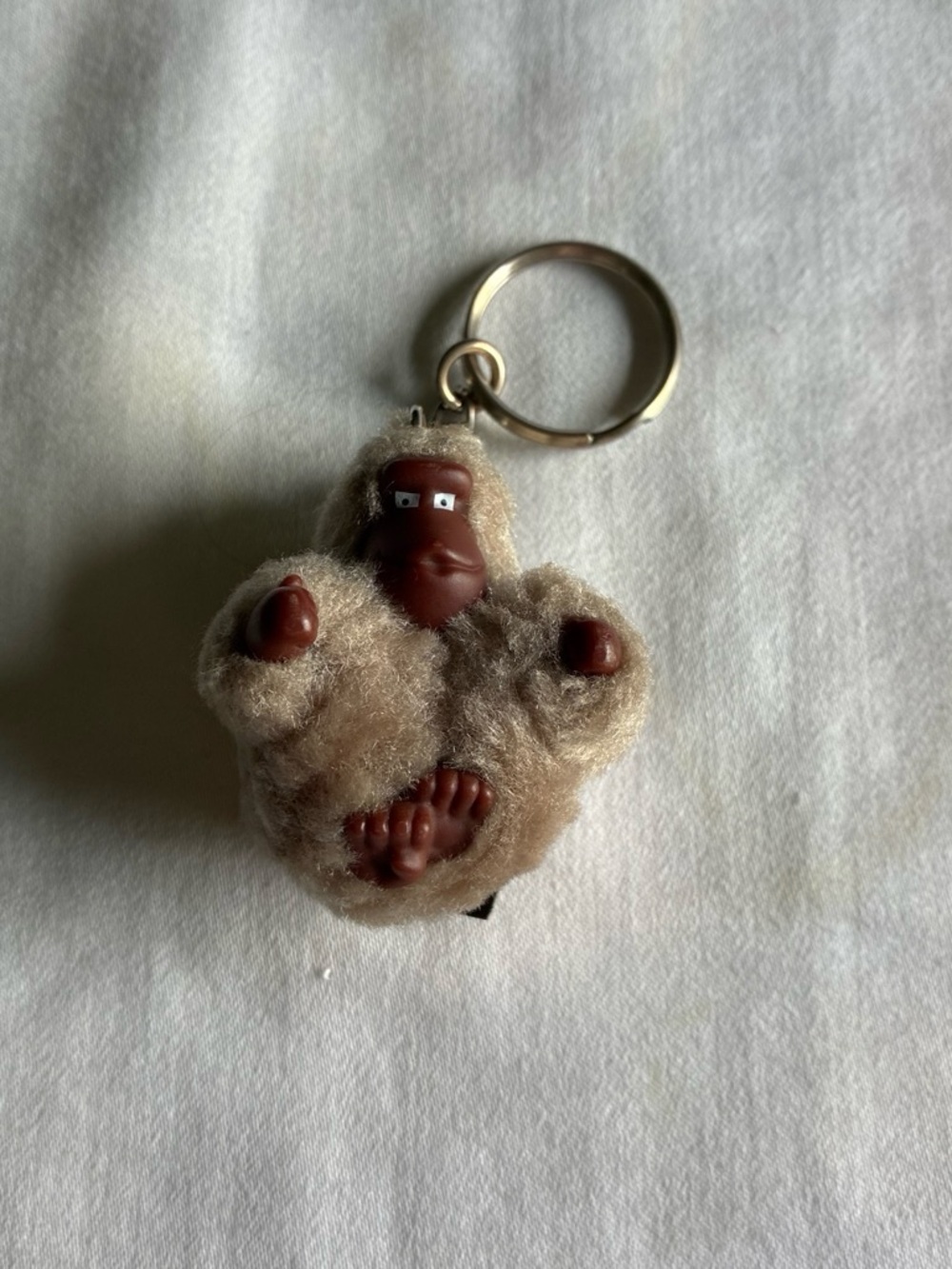 Plush Brown Ape Keychain - Soft Fur Novelty Accessory